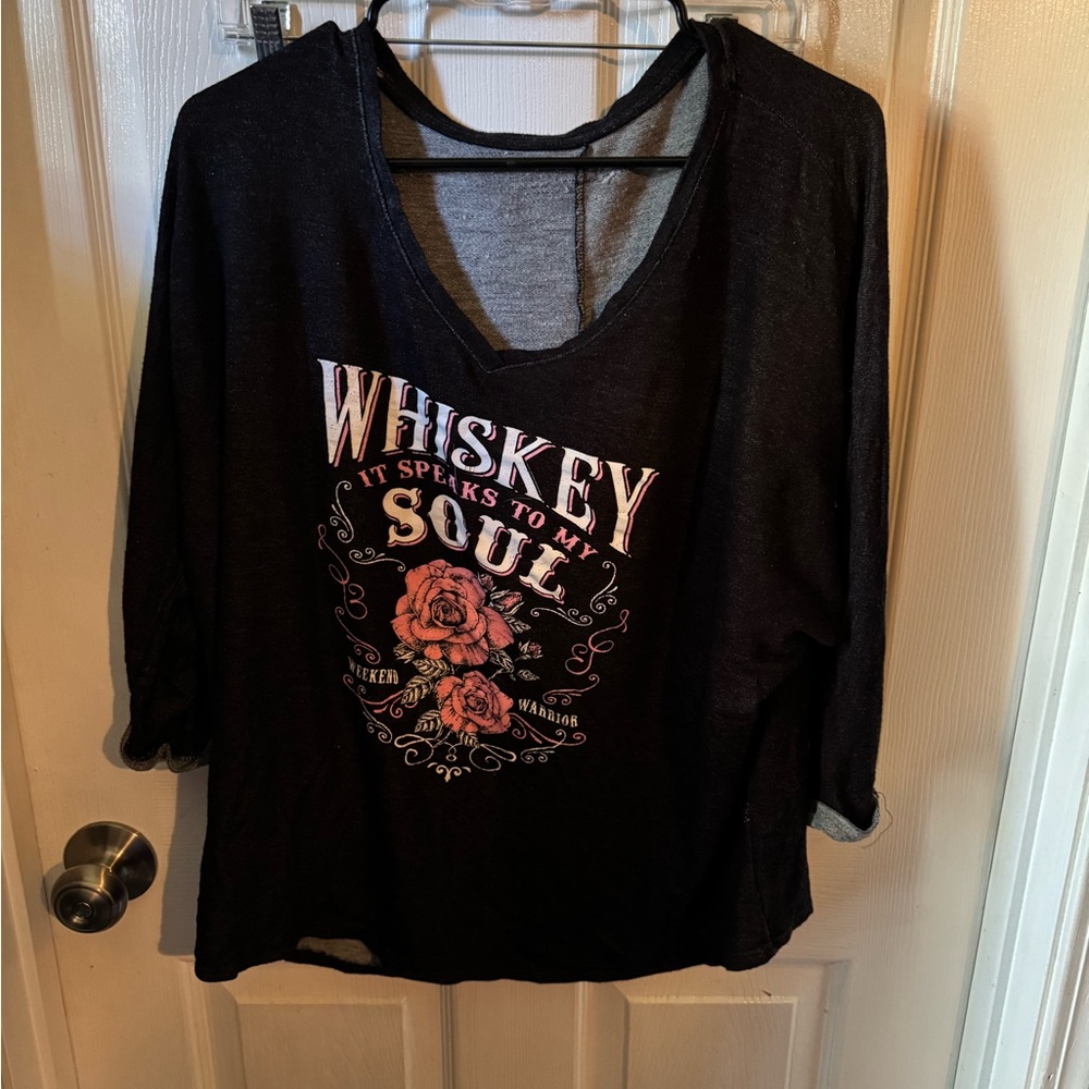 Whiskey Soul Black Graphic Top